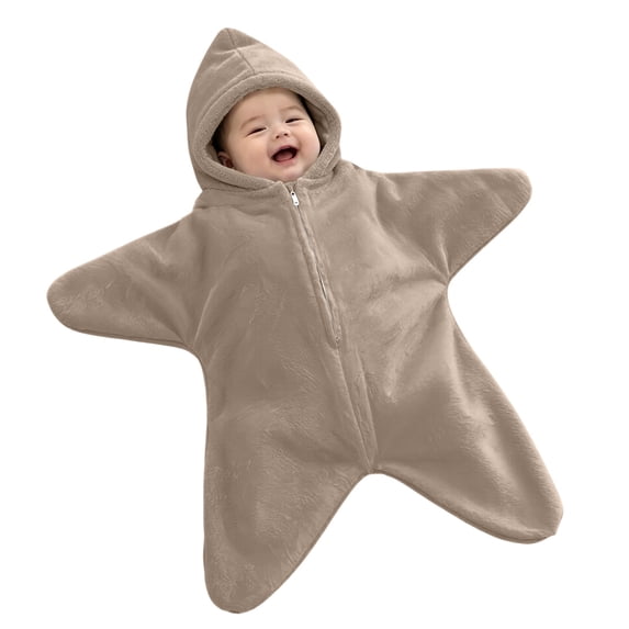 GiLiling Baby Star Suit Newborn Fleece Starfish Bunting Romper Infant Halloween Footie Jumpsuit Winter Warm Wearable Blanket (Brown, 3-6 Months)