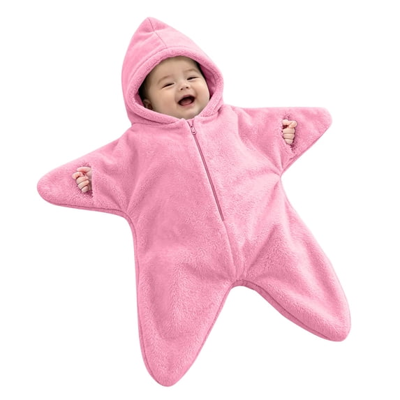 GiLiling Baby Star Suit Newborn Fleece Starfish Bunting Romper Infant Halloween Footie Jumpsuit Winter Warm Wearable Blanket (Hot Pink, 9-12 Months)