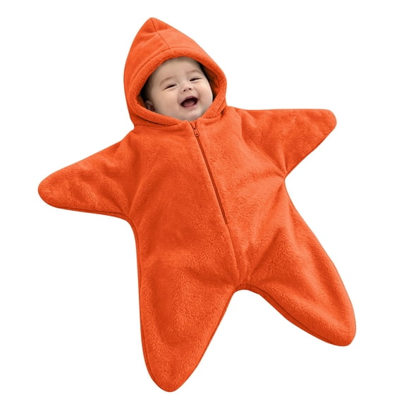 GiLiling Baby Star Suit Newborn Fleece Starfish Bunting Romper Infant Halloween Footie Jumpsuit Winter Warm Wearable Blanket (Orange, 3-6 Months)