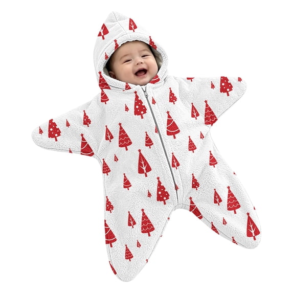 GiLiling Baby Star Suit Newborn Fleece Starfish Bunting Romper Infant Halloween Footie Jumpsuit Winter Warm Wearable Bodysuit (White, 3 Months)