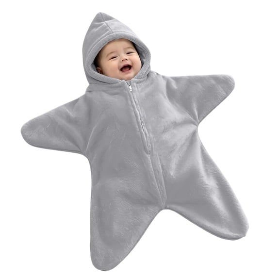 GiLiling Baby Starfish Hooded Swaddle Blanket for Boys Girls, Fleece Infant Wrap, Cozy Newborn Outfit for Baby Shower and Photos