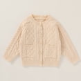 thumbnail image 1 of GiLiling Baby Toddler Girls Solid Color Cable Knit Cardigan Long Sleeve Crewneck Chunky Crochet Open Front with Pockets Fall Winter Sweater (Beige, 3-6 Months), 1 of 6