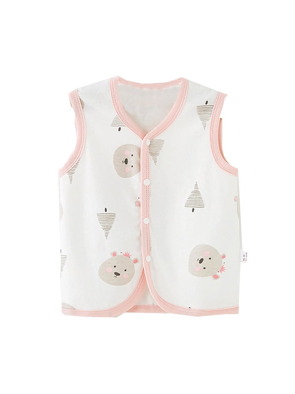 Baby Toddler Girls and Boys Cotton Reversible Vest Unisex Infants Sleeveless Waistcoat Fall Winter Clothes (F, 3-6 Months)