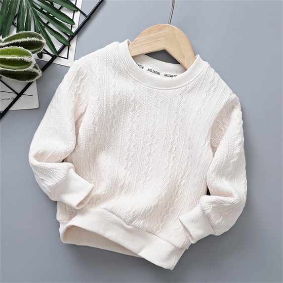 GiLiling Baby Toddler Kids Boys Girls Solid Round Collar Thick Knit Sweater Pullover Blouse Tops Fall Winter Soft Warm Outfits Clothes (Beige, 4-5 Years)