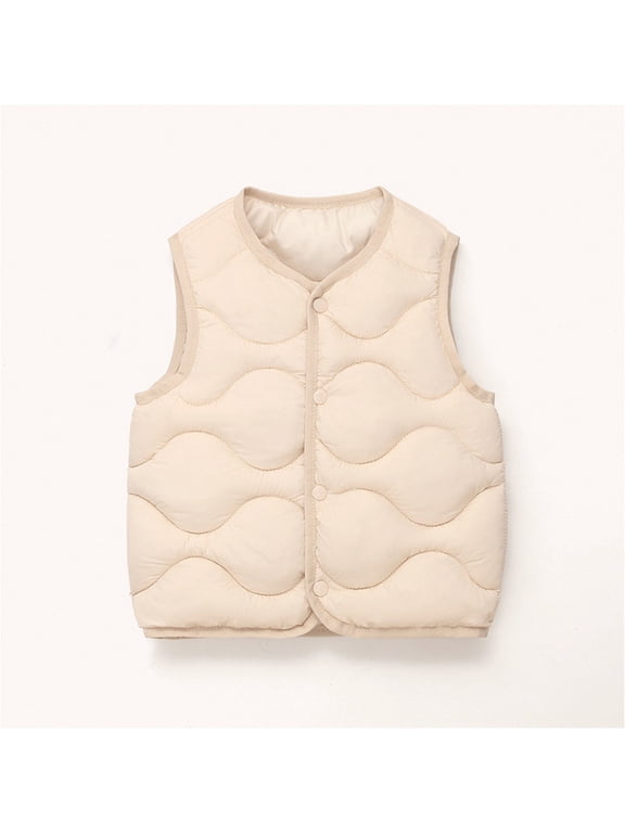 Baby Toddler Puffer Vest Boys Lightweight Sleeveless Jacket Girls Casual Fall Winter Waistcoat Outerwear for Kids (Beige, 12-18 Months)
