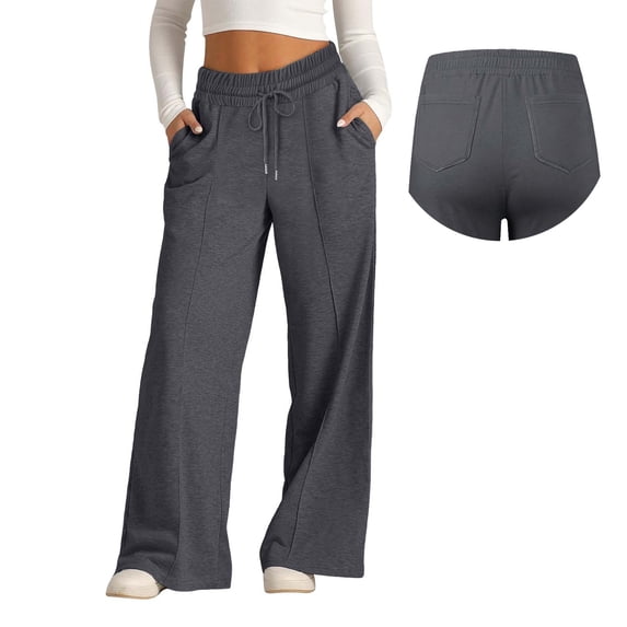 GiLiling Baggy Sweatpants for Girls, Trendy Oversized Wide Leg Loose Sweat Pants, Elastic High Waist Drawstring Athletic Joggers (Dark Gray, 4-5 Years)