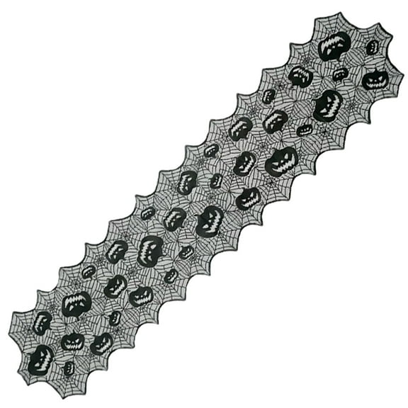 GiLiling Black Pumpkin Lace Halloween Table Runner | Gothic Dining Table Decoration for Themed Dinner Parties, Holiday Atmosphere Creation, and Elegant Horror Displays