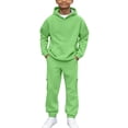thumbnail image 1 of GiLiling Hoodie Sweatsuit Set for Boys Girls 2 Piece Hooded Sweatshirt Jogger Sweatpants Tracksuit Kids Athletic Solid Outfits (Green, 7-8 Years), 1 of 8