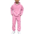 thumbnail image 1 of GiLiling Hoodie Sweatsuit Set for Boys Girls 2 Piece Hooded Sweatshirt Jogger Sweatpants Tracksuit Kids Athletic Solid Outfits (Pink, 6-7 Years), 1 of 8