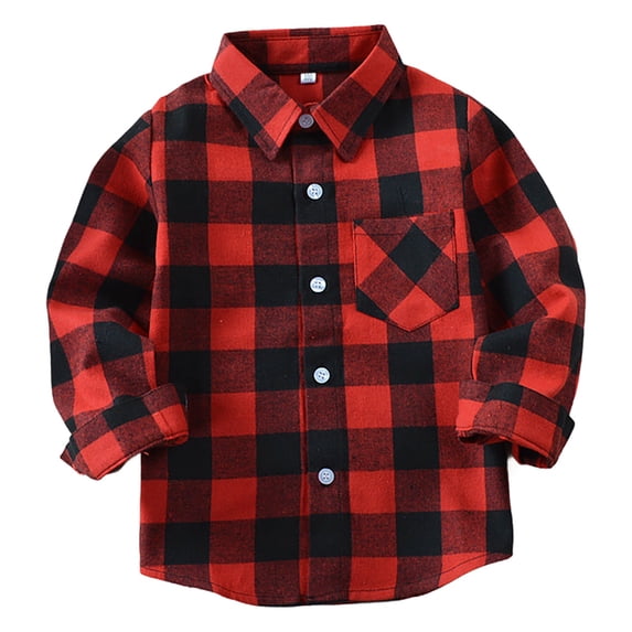 GiLiling Boys Button Down Shirt Kids Flannel Shirt Toddler Plaid Shirt Boys Western Shirts Long Sleeve with Pocket Clothes (Black, 6-7 Years)