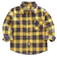 thumbnail image 1 of GiLiling Boys Button Down Shirt Kids Flannel Shirt Toddler Plaid Shirt Boys Western Shirts Long Sleeve with Pocket ﻿Clothes (Orange, 10-11Years), 1 of 3