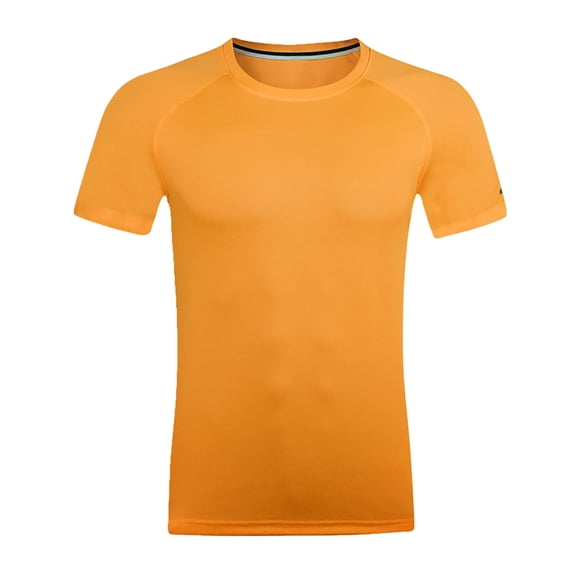 GiLiling Boys Compression Shirt Short Sleeve Athletic Workout T Shirt Cool Dry Running Gym Undershirt (Orange, 9-10 Years)