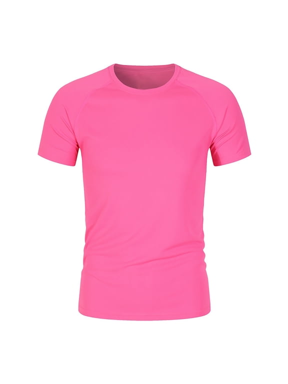 Boys Compression Shirt Short Sleeve Youth Athletic Football Baseball Undershirt Kids Sports Base Layer (Pink, 11-12 Years)