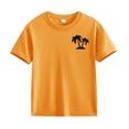 thumbnail image 1 of GiLiling Boys Cotton Graphic T Shirt Palm Tree Print Short Sleeve Crewneck Summer Casual School Daily Wear Top (Yellow, 4-5 Years), 1 of 3