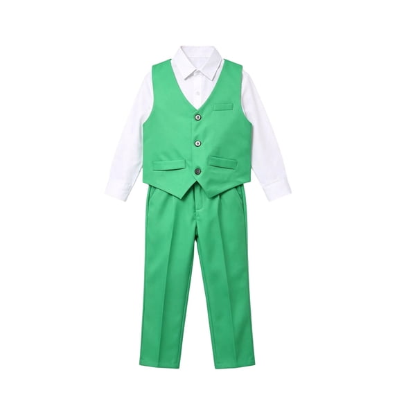 GiLiling Boys Formal Suit Slim Fit Tuxedo Suits for Kids Ring Bearer Outfit Kids Suit Set Toddler to Teen Boy (Green, 11-12 Years)