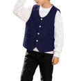 thumbnail image 1 of GiLiling Boys Formal Vest Elegant Speech Recital Wedding Party V-neck Button Up with Pockets Outfit for Kids (Dark Blue, 8-10 Years), 1 of 7