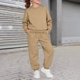 thumbnail image 1 of GiLiling Boys Girls 2 Piece Sweatsuit School Athletic Outfit Pullover Sweatshirt and Jogger Set (Khaki, 3-4 Years), 1 of 6