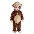 thumbnail image 1 of GiLiling Boys and Girls Baby Animal Onesie Toddler Flannel Hooded Romper One Piece Jumpsuit Kids Dress up Cosplay Halloween Outfit ﻿ (Coffee, 3-6 Months), 1 of 8