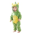 thumbnail image 1 of GiLiling Boys and Girls Baby Animal Onesie Toddler Flannel Hooded Romper One Piece Jumpsuit Kids Dress up Cosplay Halloween Outfit ﻿ (Green, 3-4 Years), 1 of 4