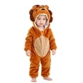 thumbnail image 1 of GiLiling Boys and Girls Baby Animal Onesie Toddler Flannel Hooded Romper One Piece Jumpsuit Kids Dress up Cosplay Halloween Outfit ﻿ (Khaki, 3-4 Years), 1 of 4