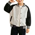 thumbnail image 1 of GiLiling Boys Girls Baseball Jacket School Uniform Fleece Coats Lightweight Jackets Kids Preppy Trendy Tops Long Sleeve Causal Coat (Black, 6-12 Months), 1 of 6