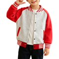 thumbnail image 1 of GiLiling Boys Girls Baseball Jacket School Uniform Fleece Coats Lightweight Jackets Kids Preppy Trendy Tops Long Sleeve Causal Coat (Red, 6-12 Months), 1 of 6