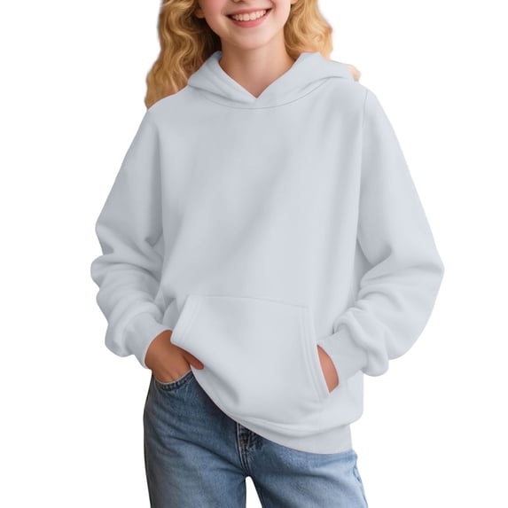GiLiling Boys Girls Kids Solid Color Hoodie Sweatshirt with Cute Ear Long Sleeve Baggy Pullover Top Casual Soft Trendy Tops (Grey, 13-14 Years)