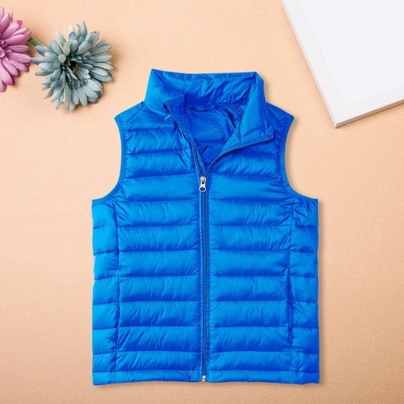 GiLiling Boys Girls Puffer Vest Kids Sleeveless Lightweight Puffy Down Jacket Winter Warm Zipper Quilted Vest Outdoor Outerwear (Sky Blue, 13-14 Years)