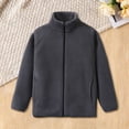 thumbnail image 1 of GiLiling Boys Girls Sherpa Jacket - Full Zip Fuzzy Fleece Coat Long Sleeve Warm Winter Outerwear Coat with Pockets (Dark Gray, 11-12 Years), 1 of 6