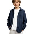 thumbnail image 1 of GiLiling Boys Long Sleeve Corduroy Shirt Vintage Western Shacket with Pockets Spring Casual Button Down (Navy, 11-12 Years), 1 of 9