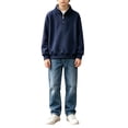 thumbnail image 1 of GiLiling Boys Quarter Zip Sweatshirts Teen Sweaters for Youth Kids Fashion Tops Mock Neck Long Sleeve Fall and Winter Warmth Clothes (Navy, 13-16 Years), 1 of 9