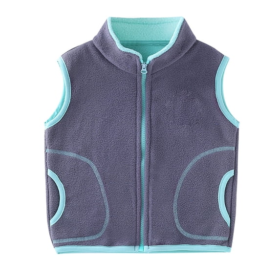 GiLiling Boys Sherpa Fleece Vest Coat Zipper Lightweight Stand Collar Sleeveless Jacket Toddler Kids Fall Winter Thick Warm Coat (Grey, 3-4 Years)