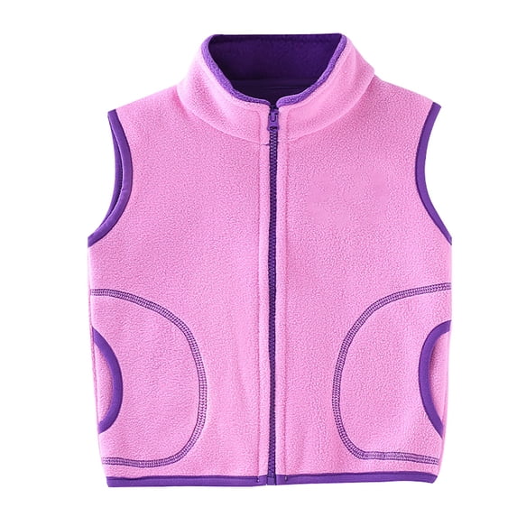 GiLiling Boys Sherpa Fleece Vest Coat Zipper Lightweight Stand Collar Sleeveless Jacket Toddler Kids Fall Winter Thick Warm Coat (Pink, 5-6 Years)