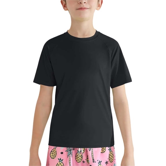 GiLiling Boys Short Sleeve Athletic T Shirts Kids Basic Quick Dry Lightweight Tee Undershirt Top (Black, 5-6 Years)
