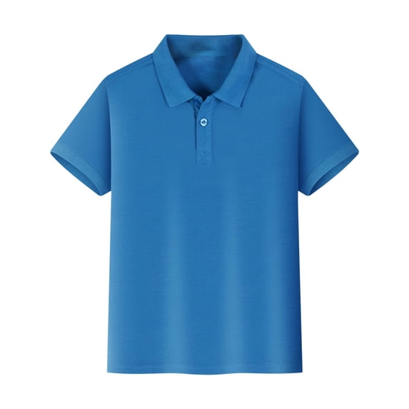 GiLiling Boys Short Sleeve Polo Shirts Cozy Collared Neckline Comfort Stretch Golf Shirt School Uniform (Blue, 11-12 Years)