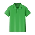thumbnail image 1 of GiLiling Boys Short Sleeve Polo Shirts Cozy Collared Neckline Comfort Stretch Golf Shirt School Uniform (Green, 5-6 Years), 1 of 9