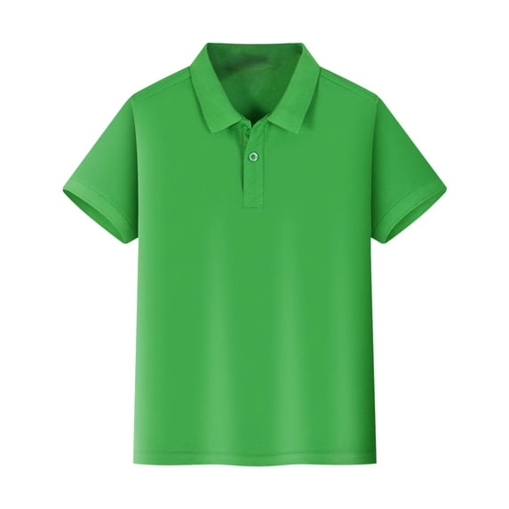 GiLiling Boys Short Sleeve Polo Shirts Cozy Collared Neckline Comfort Stretch Golf Shirt School Uniform (Green, 5-6 Years)