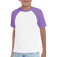 thumbnail image 1 of GiLiling Boys Short Sleeve T Shirt Cotton Blend Breathable Basic Tee Lightweight Baseball Style for Kids (Purple, 7-8 Years), 1 of 4