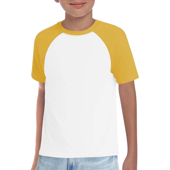 GiLiling Boys Short Sleeve T Shirt Cotton Blend Breathable Basic Tee Lightweight Baseball Style for Kids (Yellow, 18-24 Months)