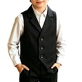 thumbnail image 1 of GiLiling Boys Suit Vest Classic Tuxedo Kids Formal Waistcoat Notch Lapel Dress Vest with Pockets Elegant Gentleman Outfit (Black, 5-6 Years), 1 of 4