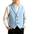 thumbnail image 1 of GiLiling Boys Suit Vest Classic Tuxedo Kids Formal Waistcoat Notch Lapel Dress Vest with Pockets Elegant Gentleman Outfit (Blue, 18-24 Months), 1 of 5