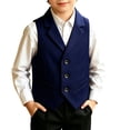 thumbnail image 1 of GiLiling Boys Suit Vest Classic Tuxedo Kids Formal Waistcoat Notch Lapel Dress Vest with Pockets Elegant Gentleman Outfit (Navy, 18-24 Months), 1 of 4