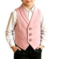 thumbnail image 1 of GiLiling Boys Suit Vest Classic Tuxedo Kids Formal Waistcoat Notch Lapel Dress Vest with Pockets Elegant Gentleman Outfit (Pink, 18-24 Months), 1 of 4