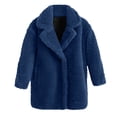 thumbnail image 1 of GiLiling Boys and Girls Fuzzy Fleece Jacket Sherpa Trench Coat Trendy Double Breasted Open Front Long Cardigan with Pocket (Blue, 7-8 Years), 1 of 4