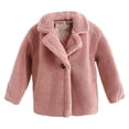 thumbnail image 1 of GiLiling Boys and Girls Fuzzy Fleece Jacket Sherpa Trench Coat Trendy Double Breasted Open Front Long Cardigan with Pocket (Pink, 3-4 Years), 1 of 5