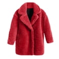 thumbnail image 1 of GiLiling Boys and Girls Fuzzy Fleece Jacket Sherpa Trench Coat Trendy Double Breasted Open Front Long Cardigan with Pocket (Red, 12-18 Months), 1 of 3