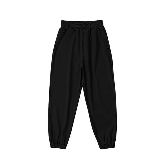 GiLiling Boys and Girls Harem Pants, Baggy Sweatpants, Elastic Waist Wide Leg Lounge Pants for Summer Wear (Black, 13-14 Years)