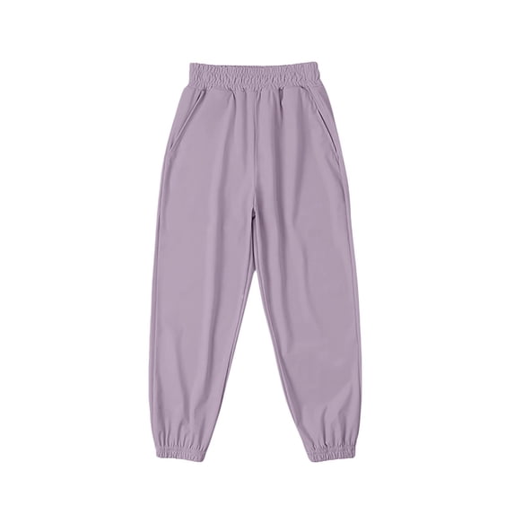 GiLiling Boys and Girls Harem Pants, Baggy Sweatpants, Elastic Waist Wide Leg Lounge Pants for Summer Wear (Purple, 9-10 Years)