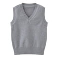 thumbnail image 1 of GiLiling Boys and Girls Sweater Cotton V Neck Vest for Toddler Kids Knitted Sleeveless Fall Winter Solid Clothes ﻿ (Light Ashy, 12-13 Years), 1 of 6