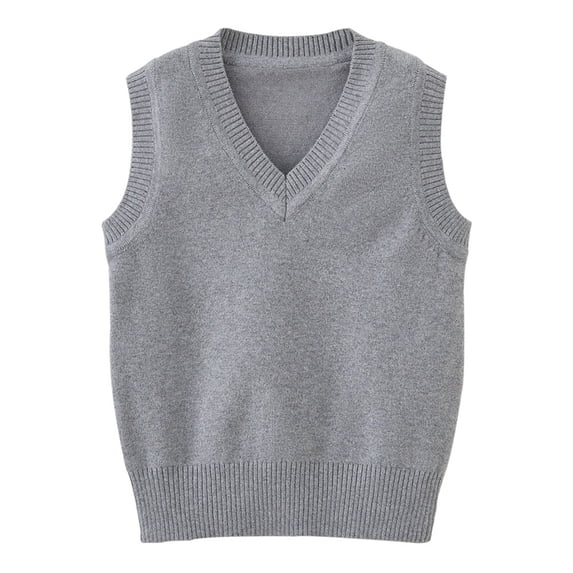 GiLiling Boys and Girls Sweater Cotton V Neck Vest for Toddler Kids Knitted Sleeveless Fall Winter Solid Clothes (Light Ashy, 12-13 Years)